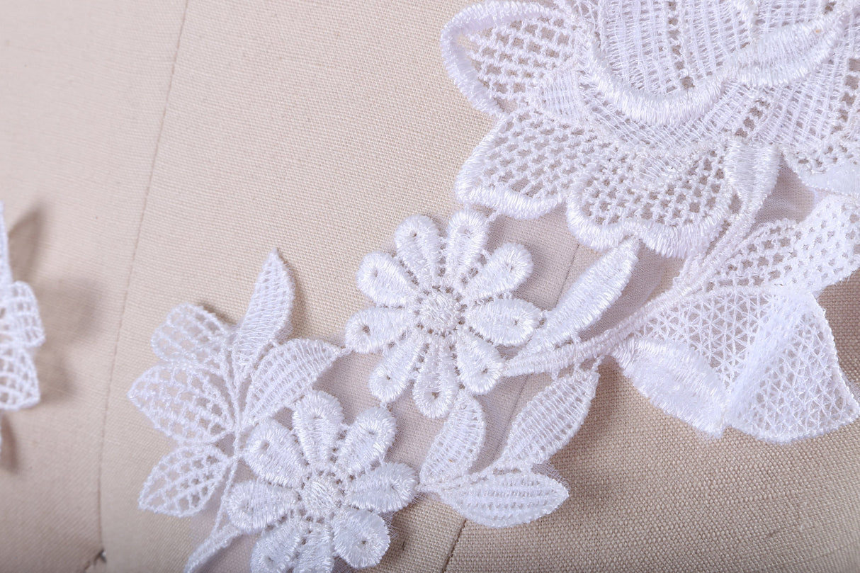 Bridal Lace Applique White Venice Pair