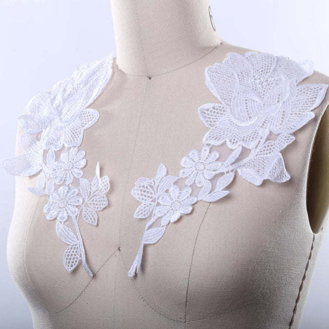 Bridal Lace Applique White Venice Pair