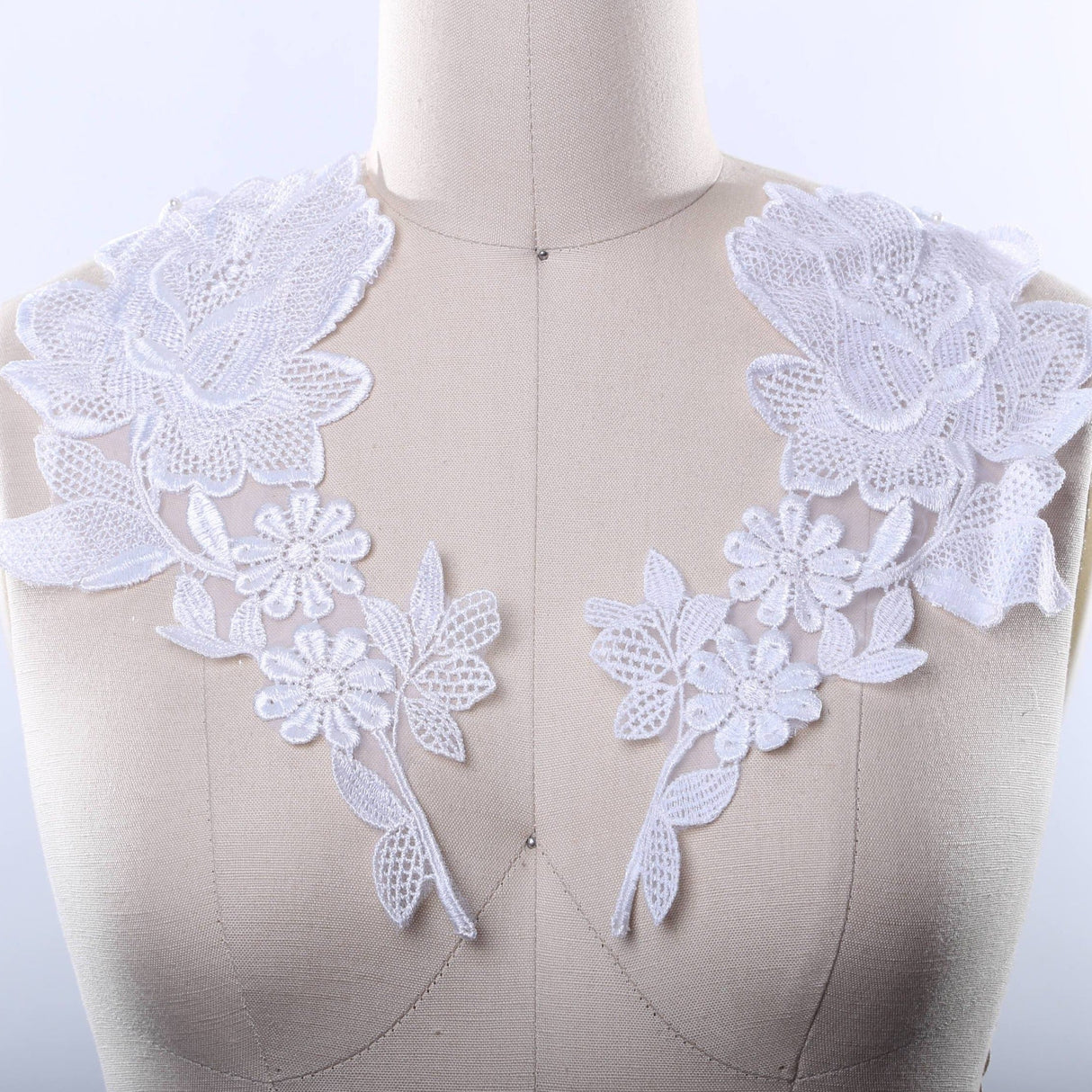 Bridal Lace Applique White Venice Pair