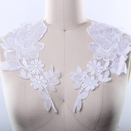 Bridal Lace Applique White Venice Pair