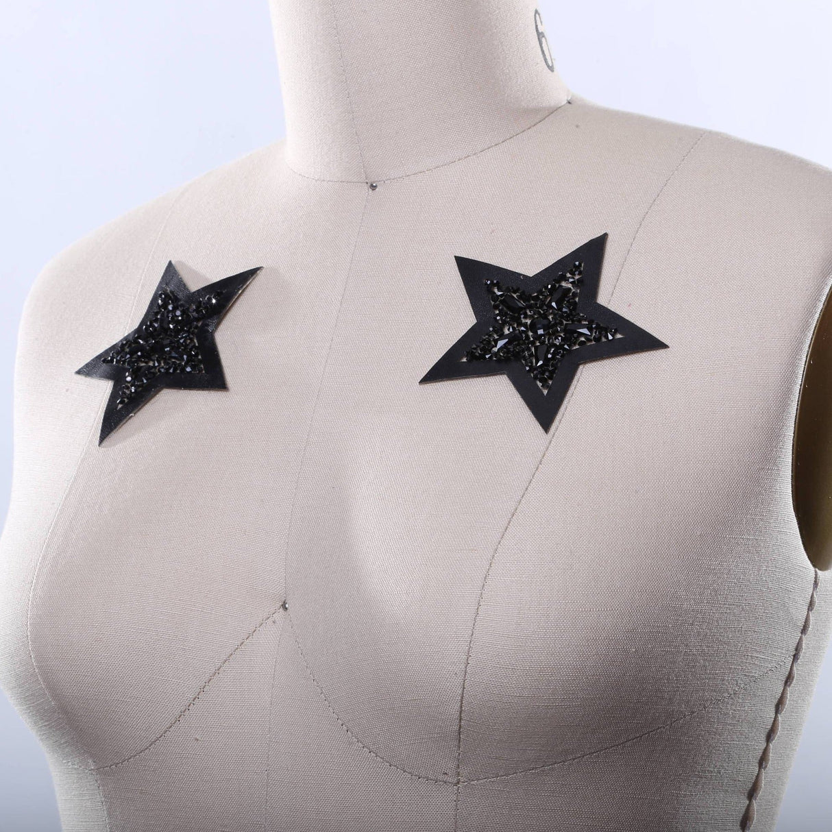 Star Patch Faux Leather Black 3.5"
