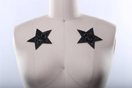 Star Patch Faux Leather Black 3.5"