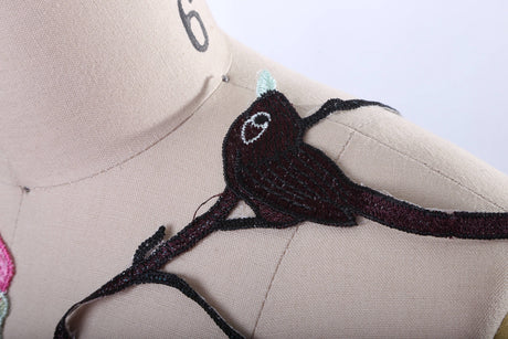 Embroidered Rose Bird Patch