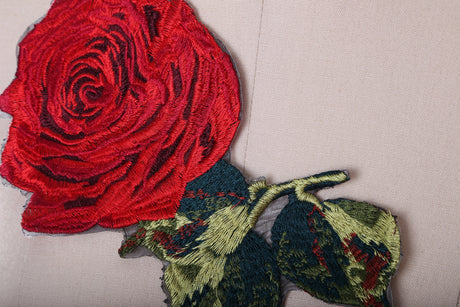 Flower Applique Red Embroidery Iron-On