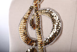 Music Note Patch Gold Sequined Oversized