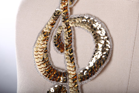Music Note Patch Gold Sequined Oversized