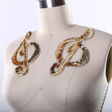Music Note Patch Gold Sequined Oversized