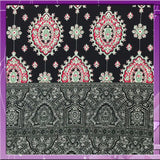 Rayon Challis Two Border Black and Fuchsia