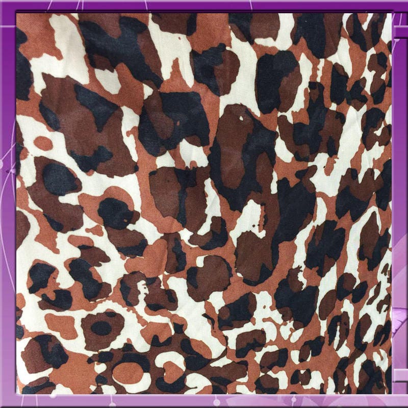 Rayon Challis Camouflage Brown Off White
