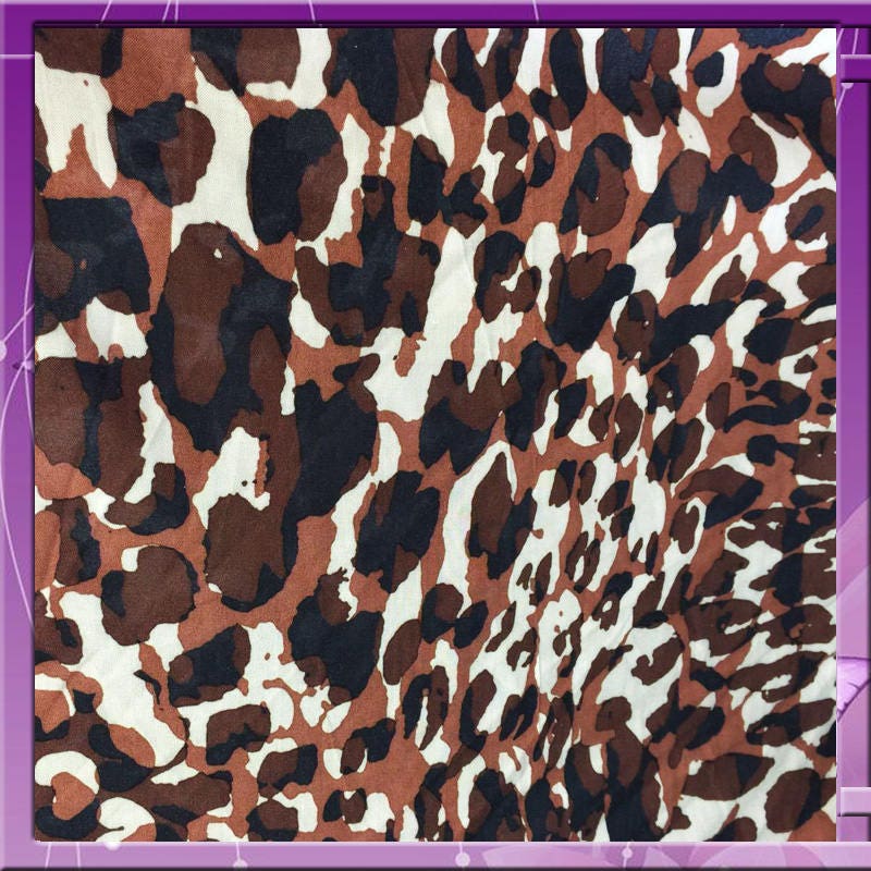 Rayon Challis Camouflage Brown Off White