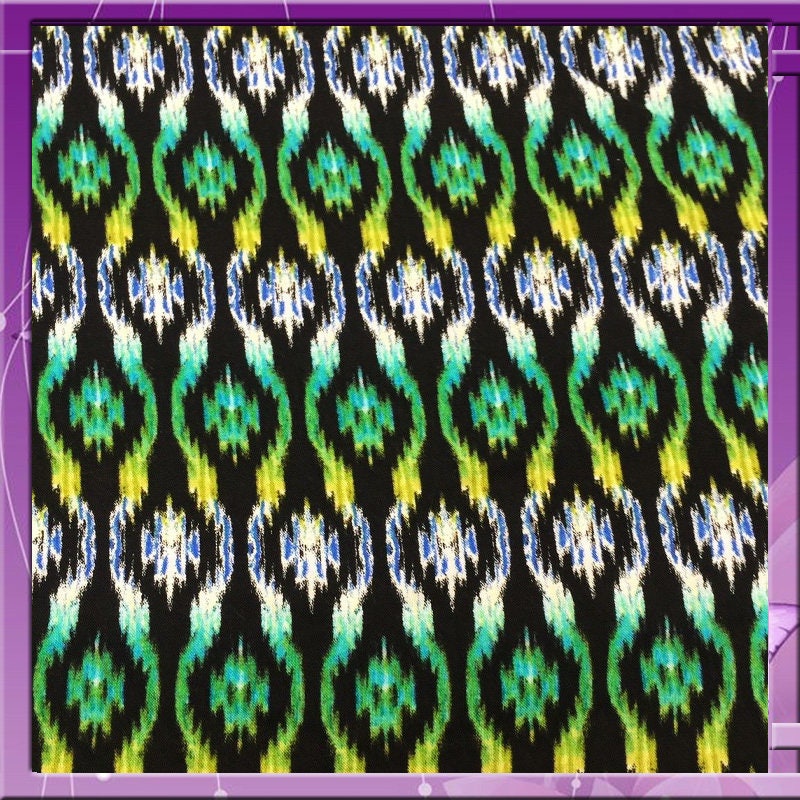 Rayon Challis Lime Green Geometrical Fabric