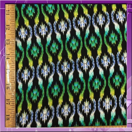 Rayon Challis Lime Green Geometrical Fabric