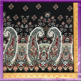 Rayon Challis Black Pink Paisley