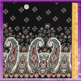 Rayon Challis Black Pink Paisley