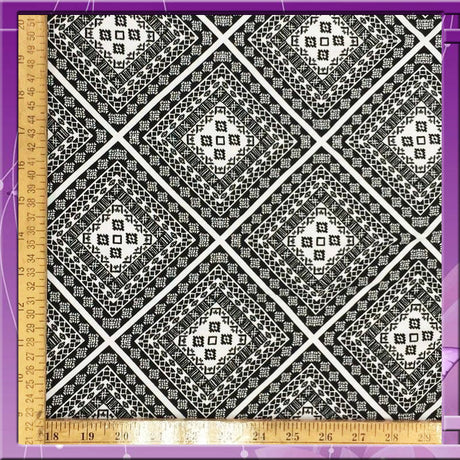 Rayon Challis Black and White Squares