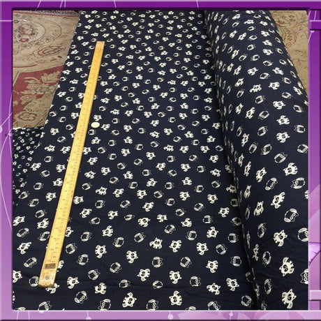 Rayon Challis Owl Print Navy Blue