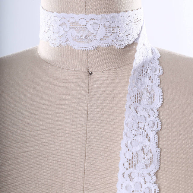 Stretch Lace Trim White 1 Inch