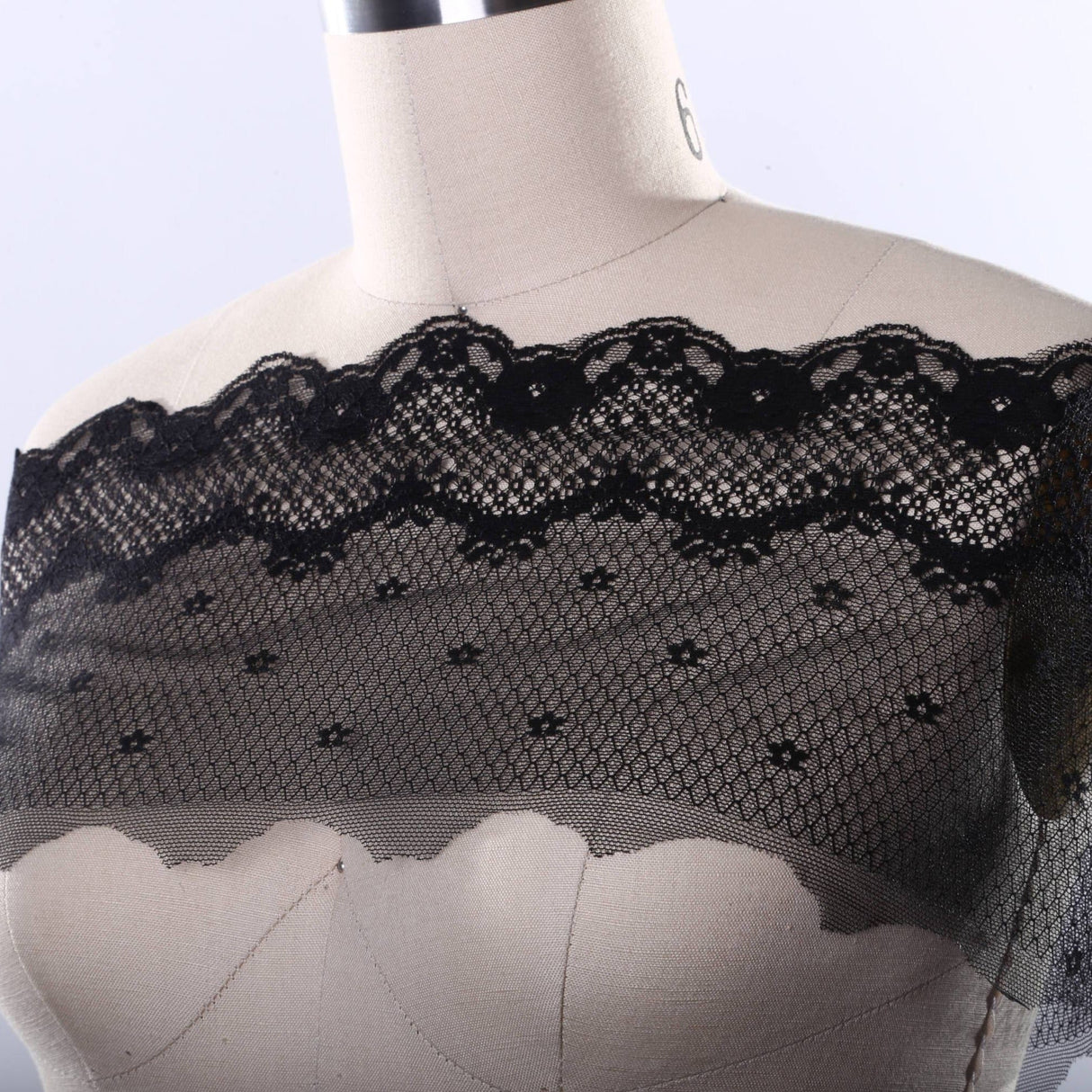 Lace Trim Black Polyester 6 Inch Scallop