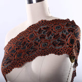 Stretch Lace Trim Orange Black 6 Inch