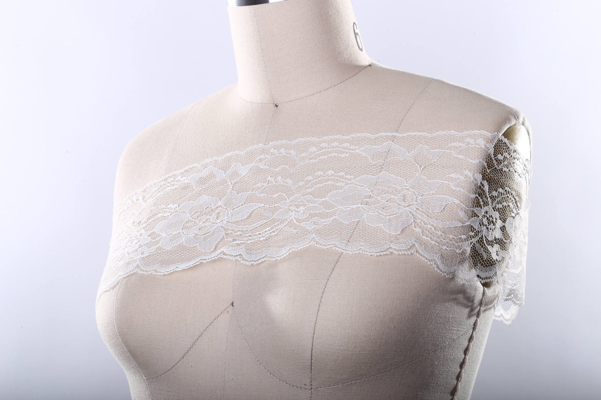 Floral Polyester Lace Trim Black White