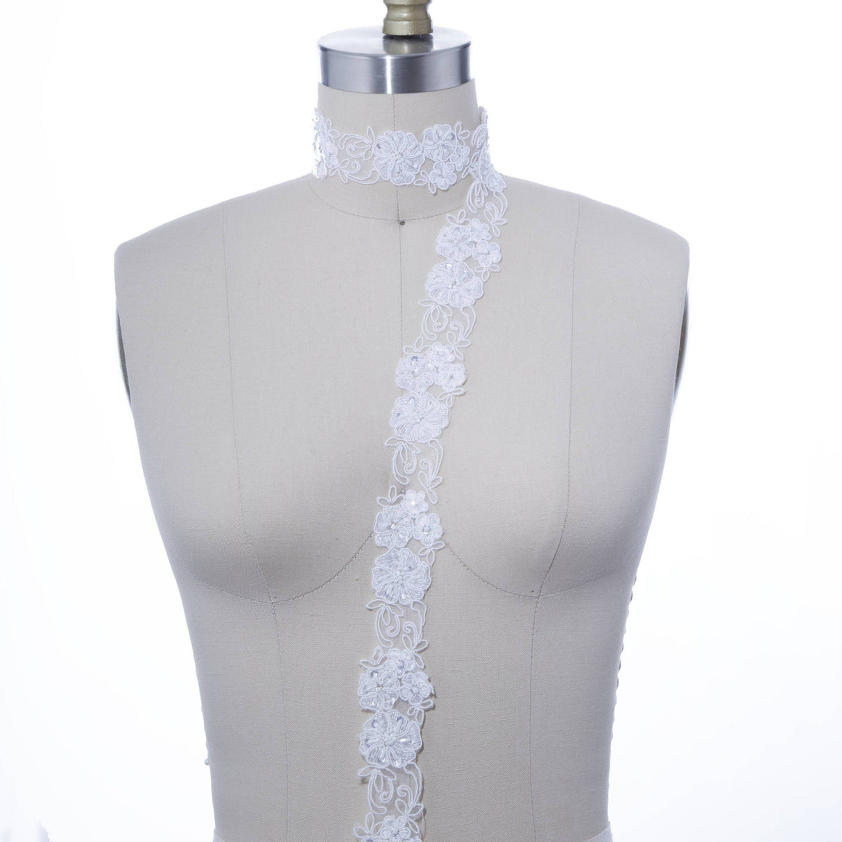 Bridal Lace Trim Ivory Sequin Beaded