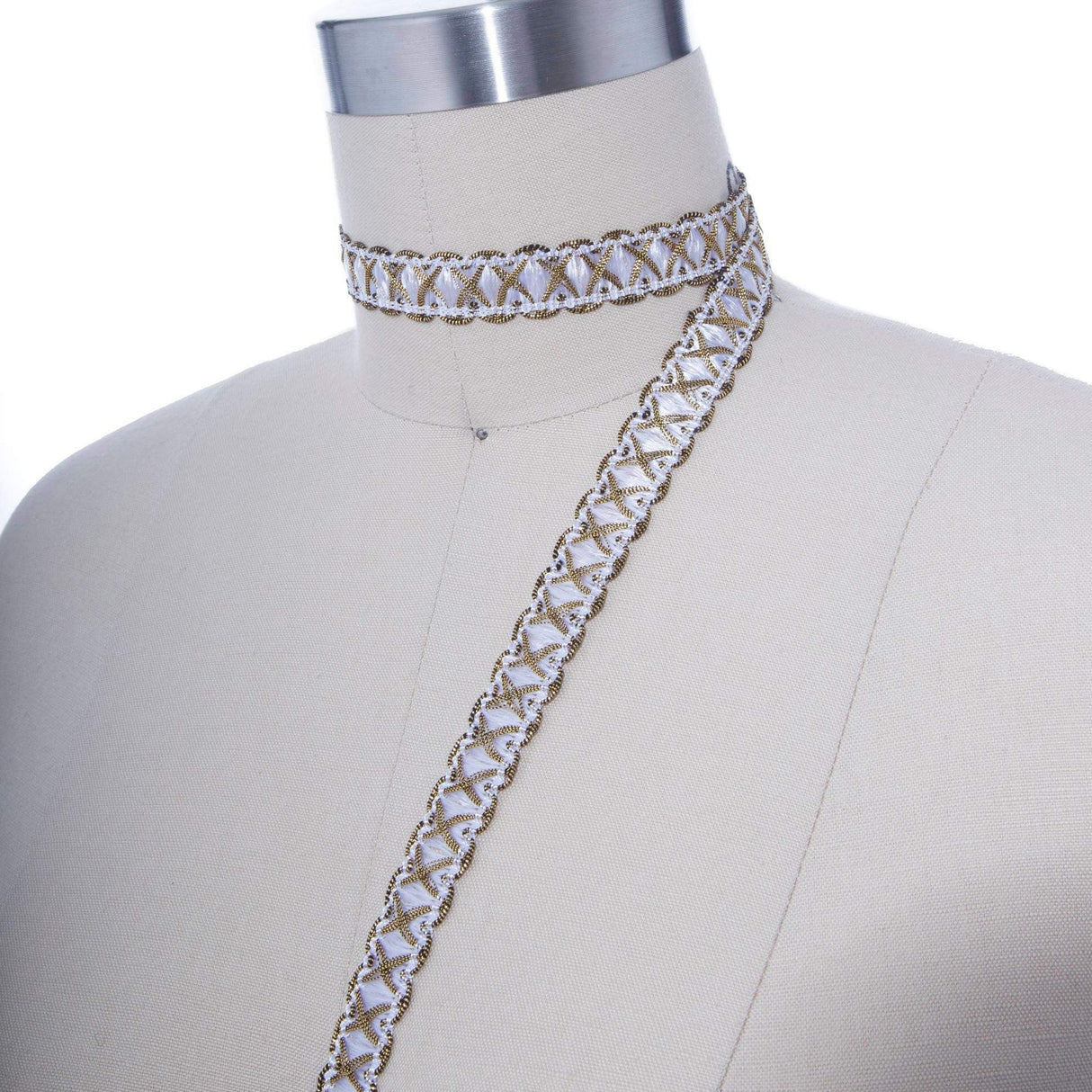 Gimp Braid Trim White Antique Gold 5/8"