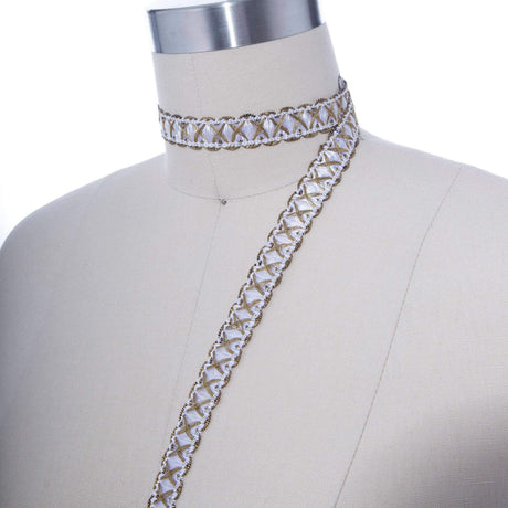 Gimp Braid Trim White Antique Gold 5/8"
