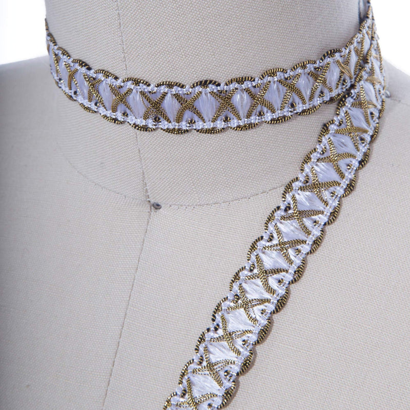 Gimp Braid Trim White Antique Gold 5/8"