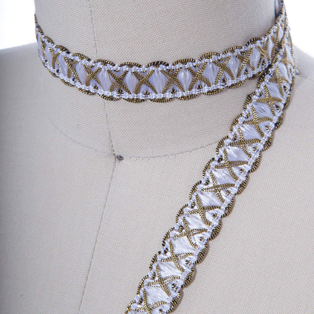 Gimp Braid Trim White Antique Gold 5/8"