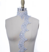 Beaded Lace Pearl Trim Gray Silver