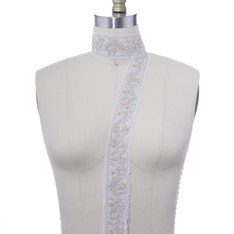 Lace Trim Natural Twine Silver Bordering