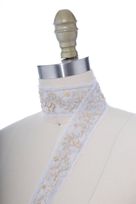 Lace Trim Natural Twine Silver Bordering