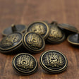 Metal Shank Button Antique Brass Jackal Crest