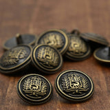 Metal Shank Button Antique Brass Jackal Crest