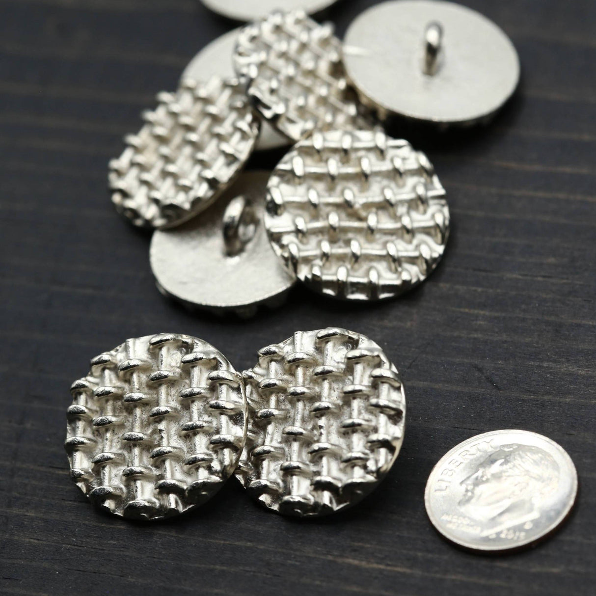 Metal Shank Button Silver Gray 34L