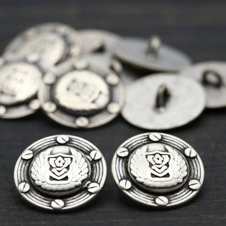 Metal Shank Button Silver Black Detailing 32L