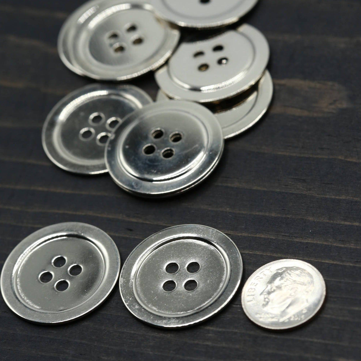 Silver Mirror Four-Hole Button