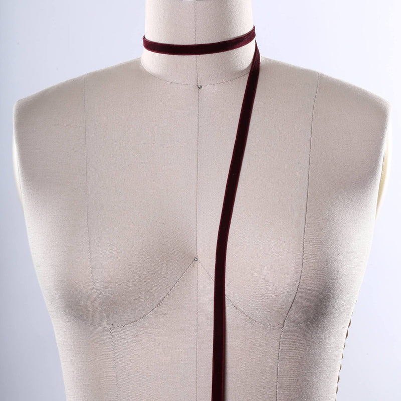 Velvet Trim Burgundy 3/8" Single Faced