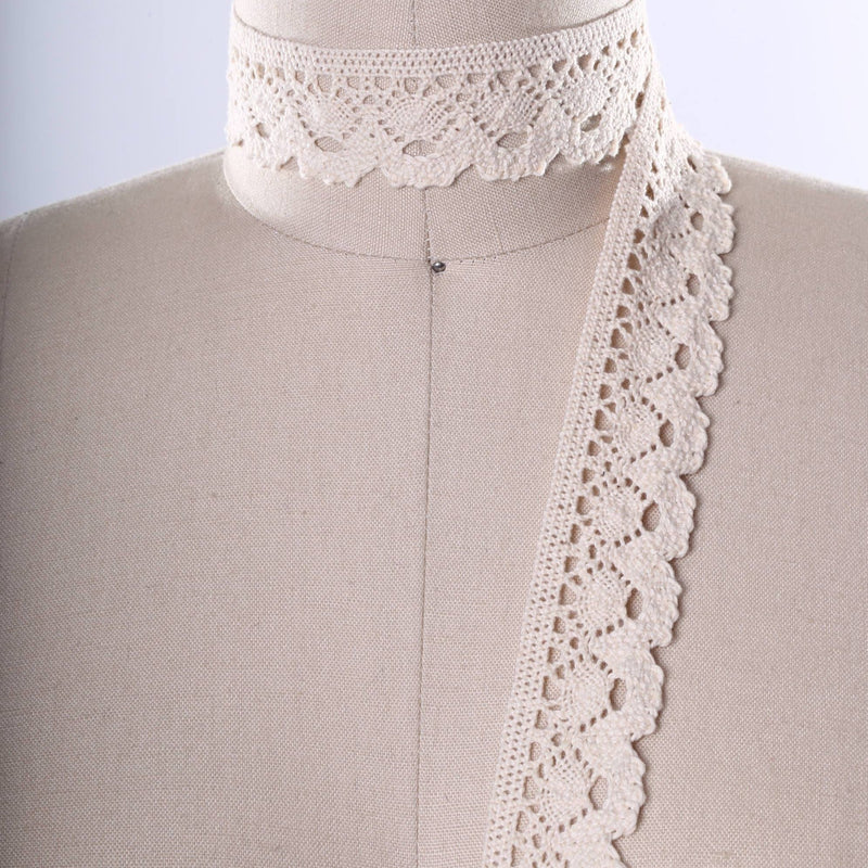 Cluny Lace Trim 1.25" Beige White
