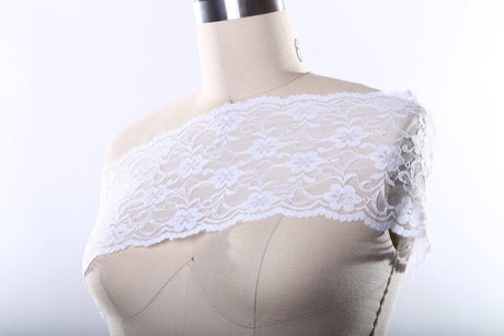 Stretch Lace Trim White Floral Scalloped