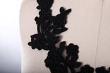 Beaded Lace Applique Pair Black