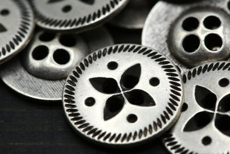 Metal Button Silver Almonds and Dots