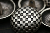 Metal Button Checkered Silver Shank