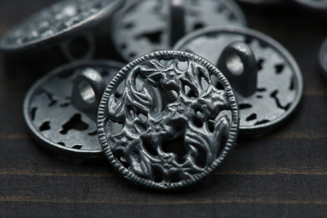 Shank Button Gunmetal Charcoal 24L 15mm
