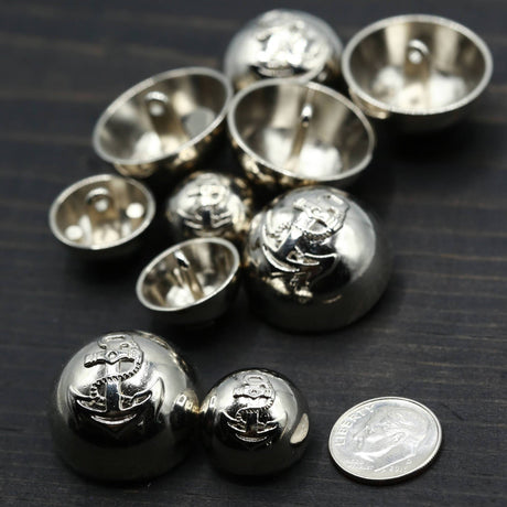 Metal Button Silver Half Dome Nautical