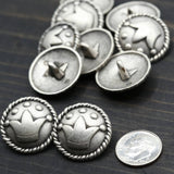 Antique Silver Metal Jester's Crown Button