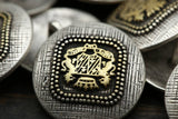 Metal Button Antique Gold Silver Scratched Effect