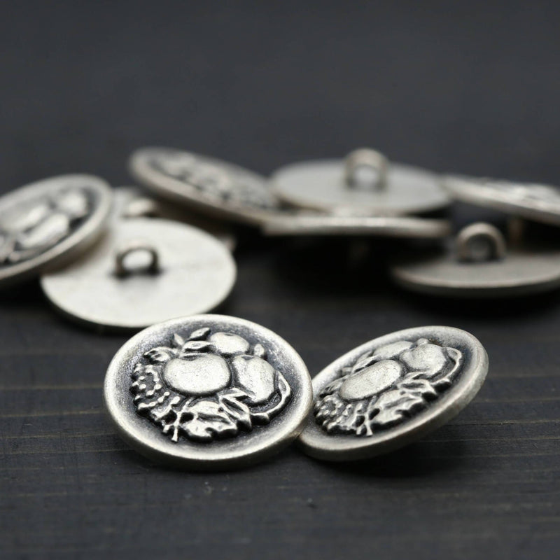 Silver Fruit Design Metal Button 36L