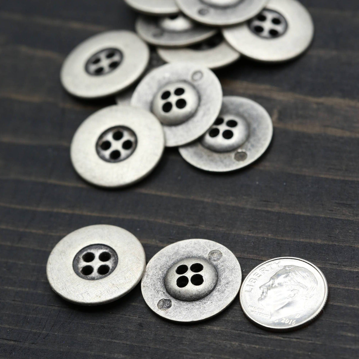 Silver Metal Four-Hole Button 32L