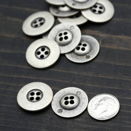 Silver Metal Four-Hole Button 32L